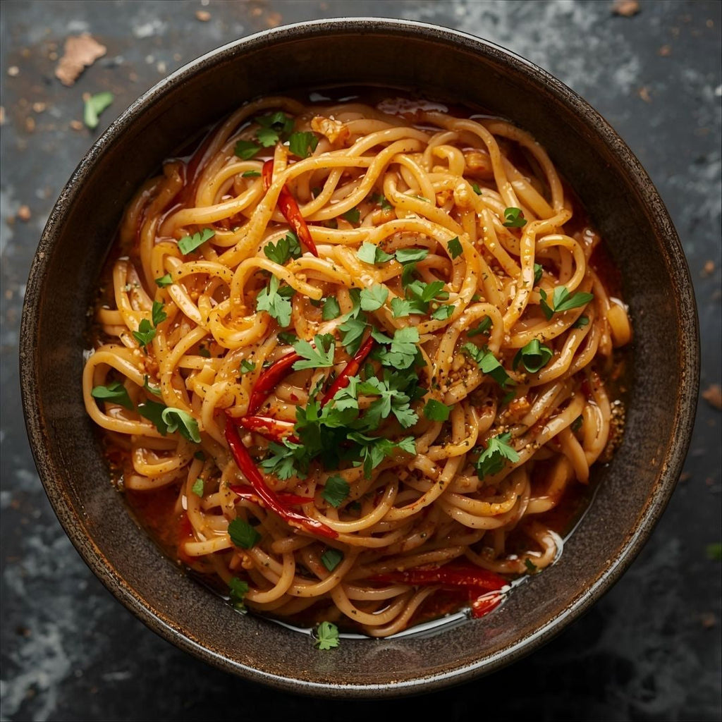 Healthy Spicy Ginger, Chilli & Garlic Noodles